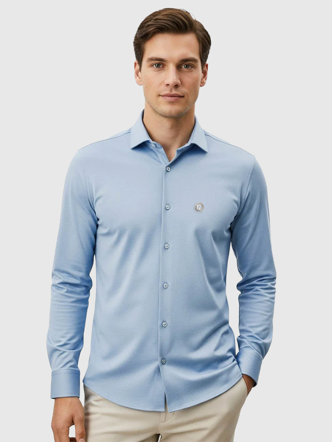 Camisa Manga Longa Super Slim Básica com Elastano