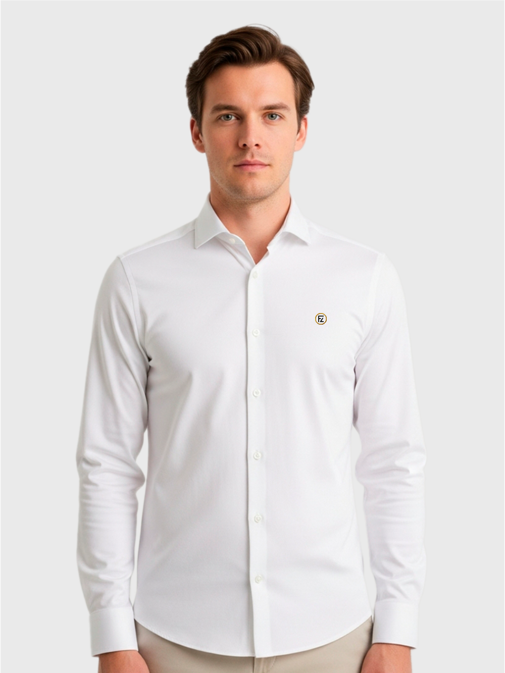 Camisa Manga Longa Super Slim Básica com Elastano
