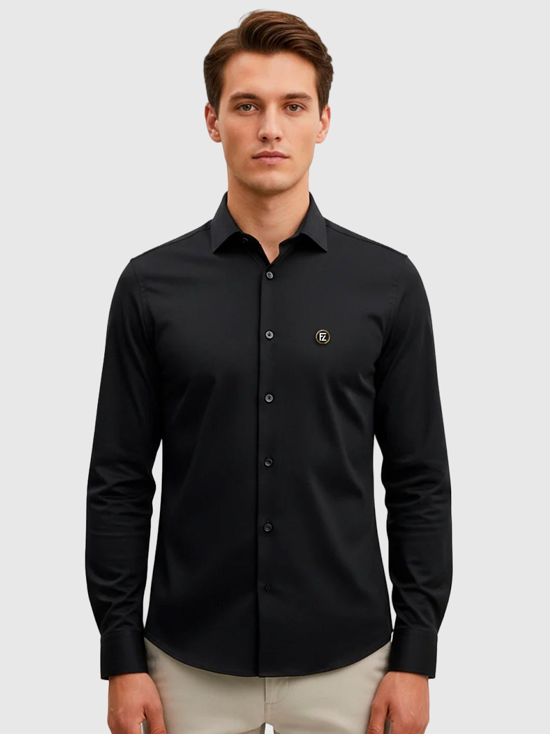 Camisa Manga Longa Super Slim Básica com Elastano