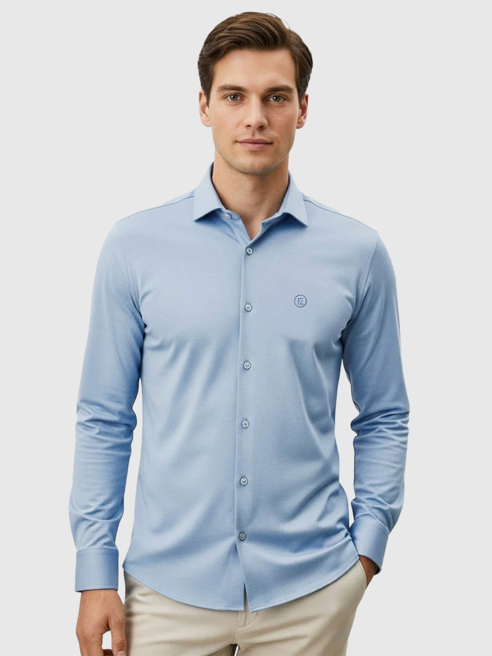 Camisa Manga Longa Super Slim Básica com Elastano